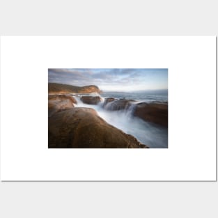 Water flowing over the rocks at Winney Bay on NSW Central Coast Posters and Art